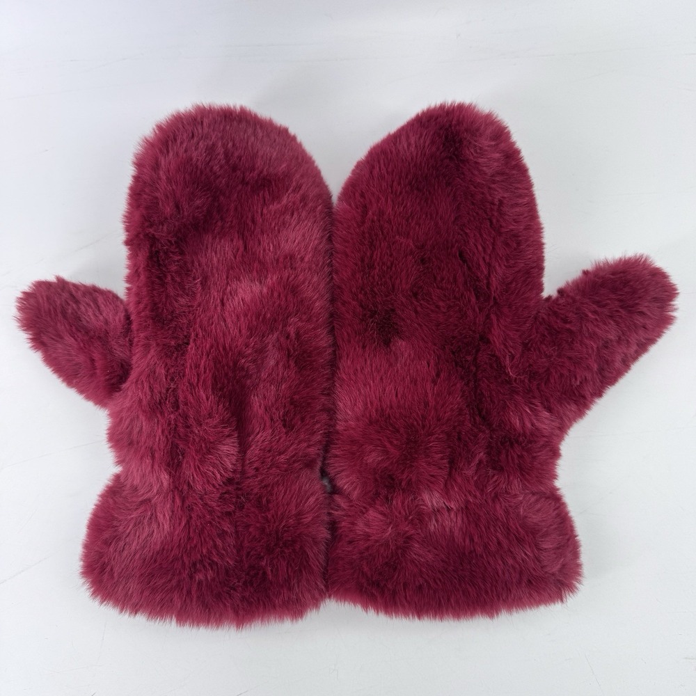 Canada Weather Gear Women's Burgundy Faux Fur Fuzzy Mittens One Size Wine Red